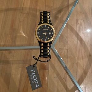 Elgin Men’s Black and Gold Watch